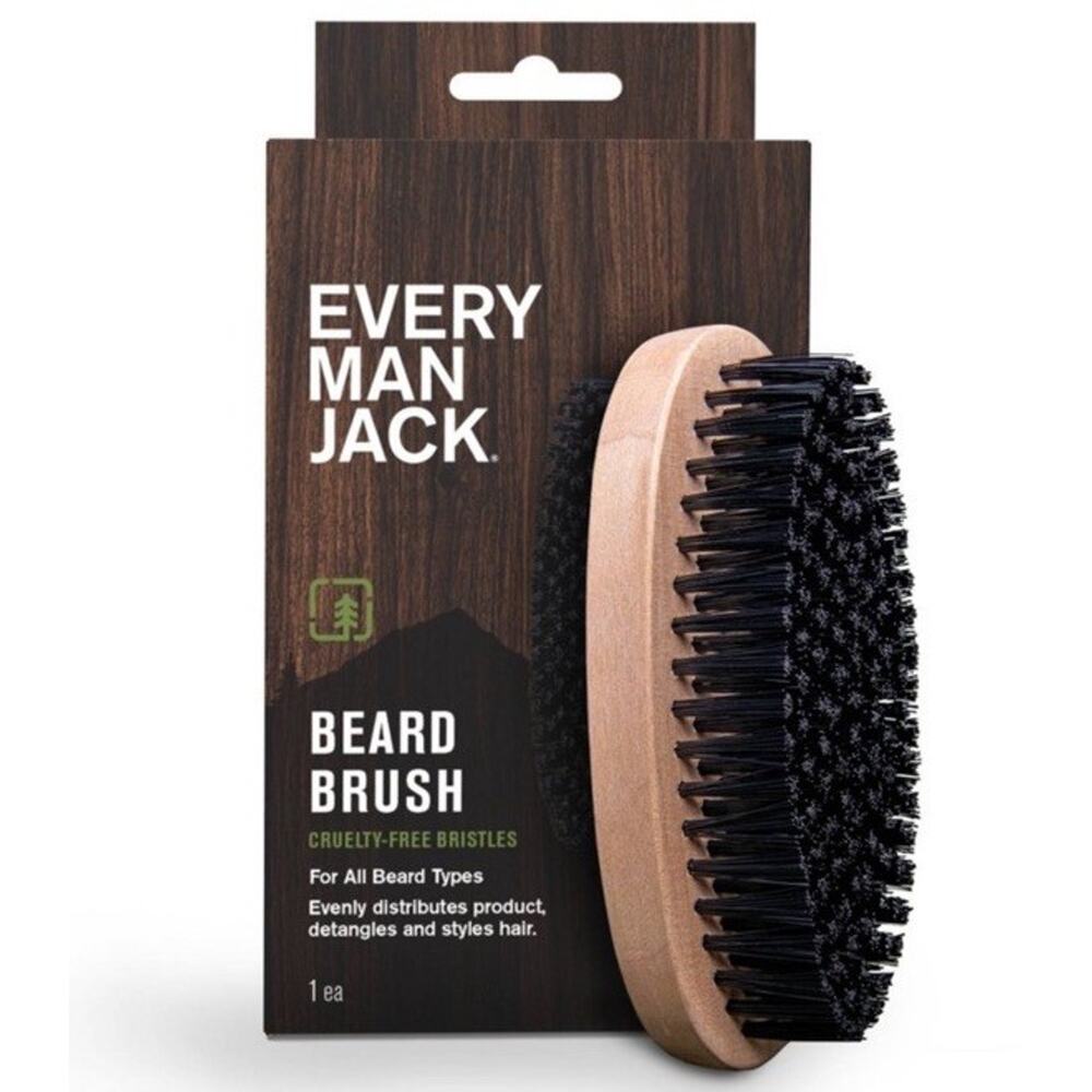 Every Man Jack Men's Beard Hair Brush with Cruelty-Free Vegan Bristles NEW